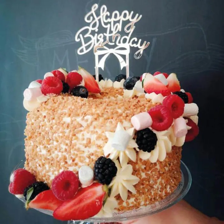 Cake Topper Happy Birthday effetto specchio