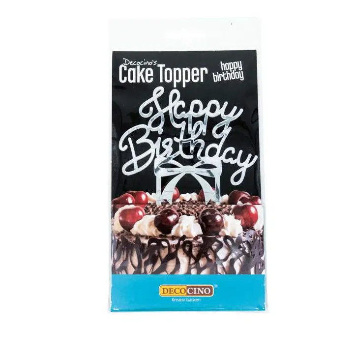 Cake Topper Happy Birthday effetto specchio
