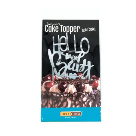 Cake Topper "Hello Baby" aspect miroir