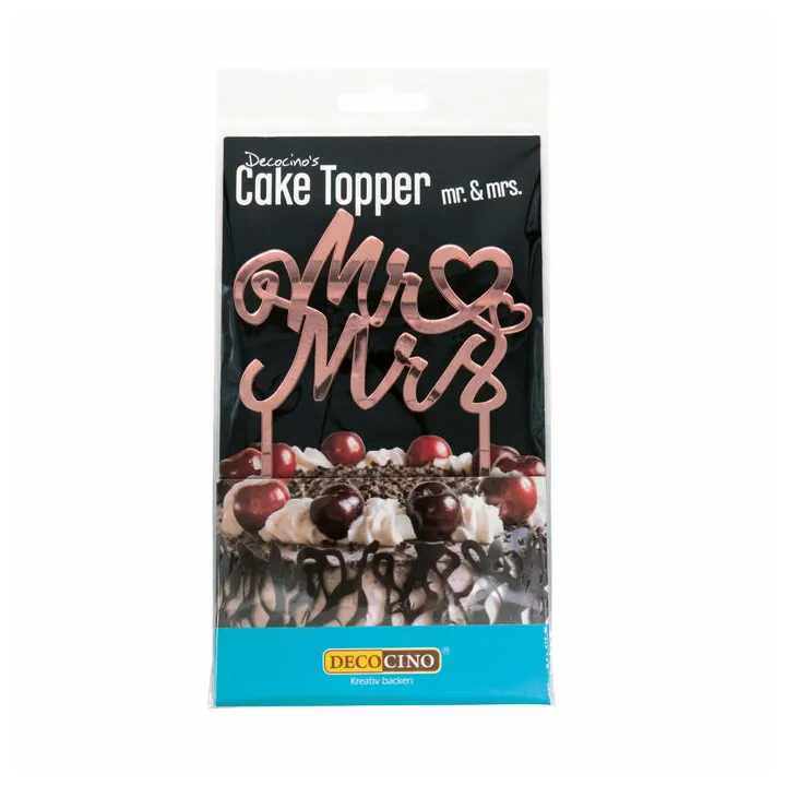 Cake Topper "Mr & Mrs" aspect miroir