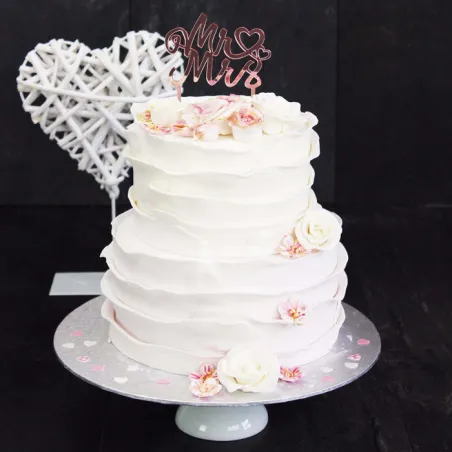Cake Topper "Mr & Mrs" aspect miroir