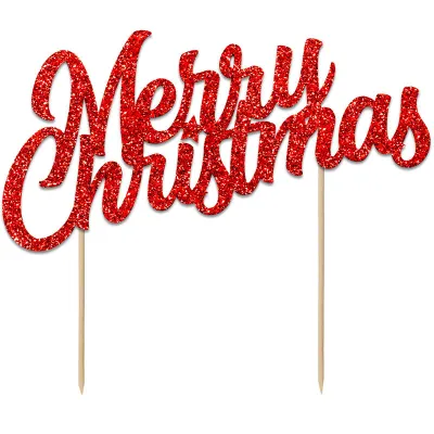 Merry Christmas Cake Topper Rot