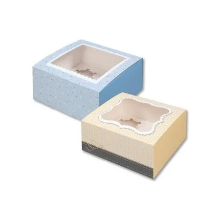 Blue & yellow cupcake boxes for elegant gifts