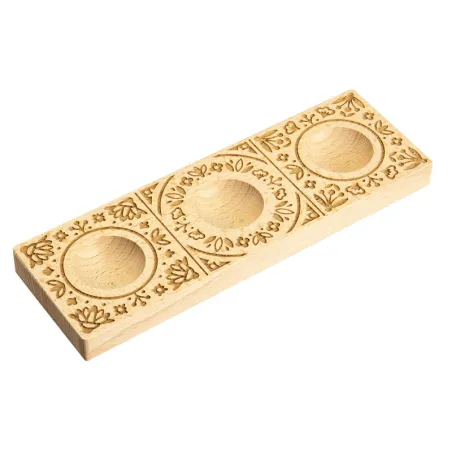 Handgeschnitzte Ravioli 3er-Holzform Blumen