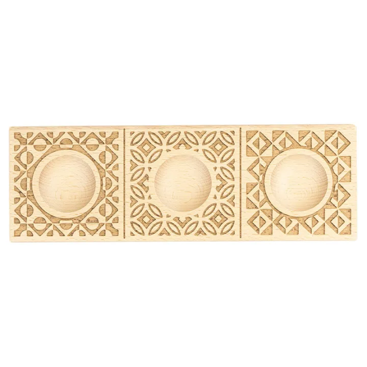 Handgeschnitzte Ravioli 3er-Holzform Decor