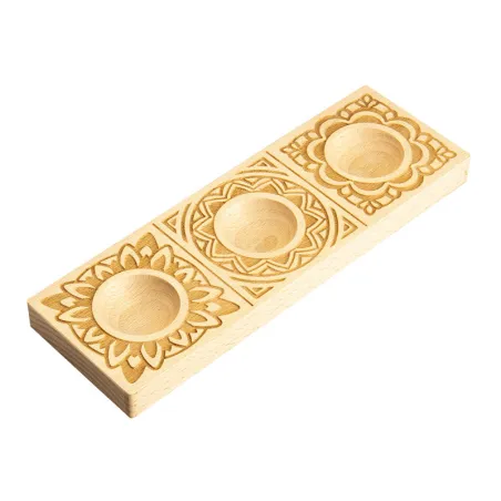 Stampo in legno intagliato a mano per ravioli set da 3 Mandala