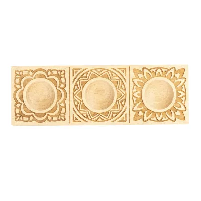 Handgeschnitzte Ravioli 3er-Holzform Mandala