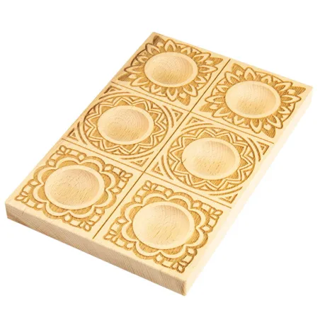 Stampo in legno intagliato a mano per ravioli set da 6 Mandala