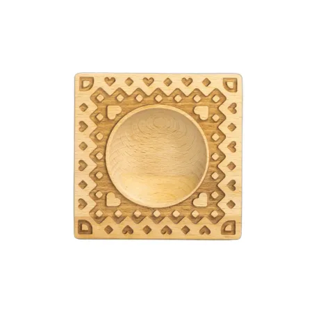 Moule à raviolis en bois sculpté à la main XL Cœurs