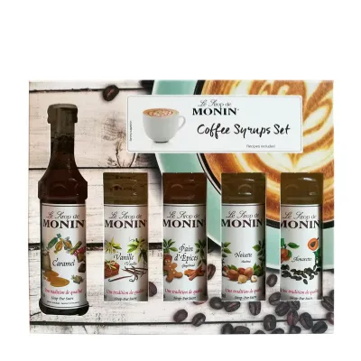Monin Kaffee Set 5 x 50 ml für Drinks und Tortenfüllungen