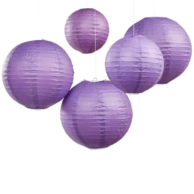 Papierlampion Violett, 5 Stück