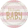 Paper plates Pink & Gold Welcome Baby, 8 pieces