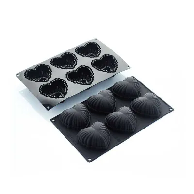 Silikonform Satin Herzen, 6 Stück
