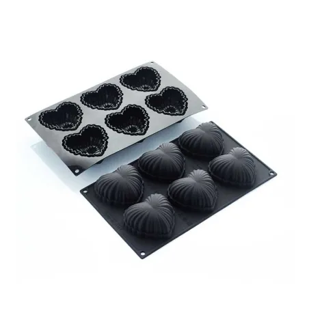 Silicone mold satin hearts, 6 pieces