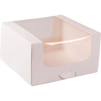 Scatola per torte con finestra bianca 16 x 16 x 9 cm
