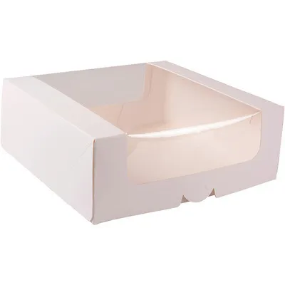 Cake box with window white 24 x 24 x 9 cm