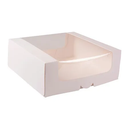 Cake box with window white 24 x 24 x 9 cm