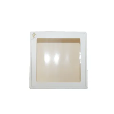 Cake box with window white and gold 21 x 21 x 5 cm