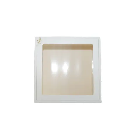 Boîte à gâteaux avec fenêtre Blanc et or 21 x 21 x 5 cm