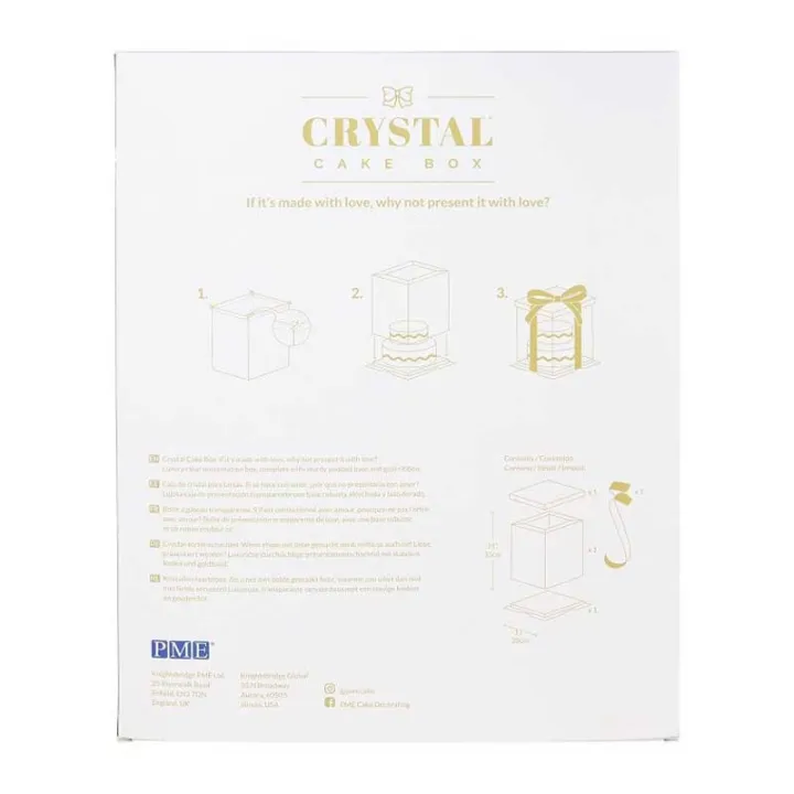 Transparent cake box set, 28 x 28 x 35 cm