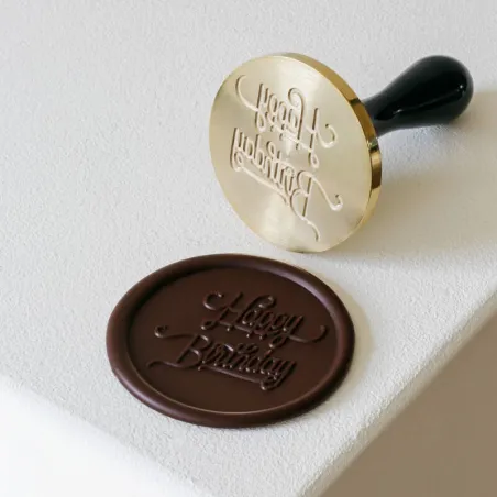 Chocolate stamp Happy Birthday 6 cm diameter made of wood and stainless steel