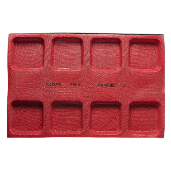 Perforierte Silikonmatte Quadrat 12 cm für Tartes, Teigkörbchen und andere süsse oder salzige Gebäcke Deiner Wahl