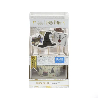 Hogwarts cupcake cases and toppers, 24 pieces each