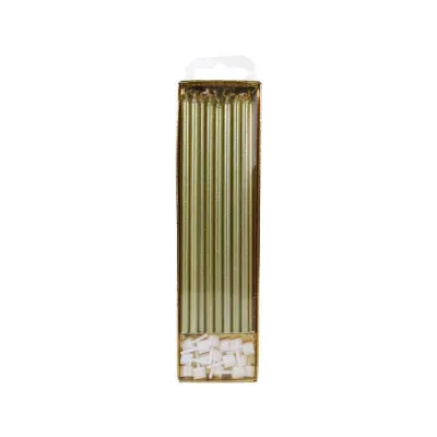Candele extra lunghe, oro, 16 pezzi per torte di compleanno eleganti