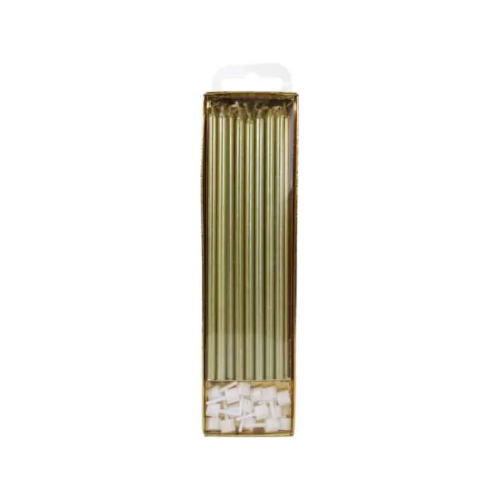 Candele extra lunghe, oro, 16 pezzi per torte di compleanno eleganti
