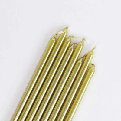Candele extra lunghe, oro, 16 pezzi per torte di compleanno eleganti