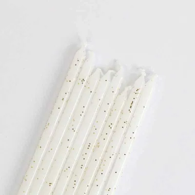Candeline extra lunghe, bianche a pois, 16 pezzi per torte di compleanno eleganti