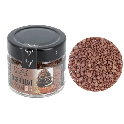 Popping sugar with chocolate flavor