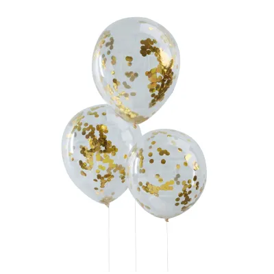 Confetti balloon gold, 5 pieces