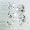 Konfetti Ballon Silber Sterne, 5 Stück