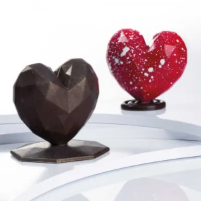 Diamond heart praline mold, 6 pieces