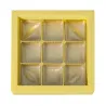 Praline packaging yellow for 9 chocolates for noble gifts