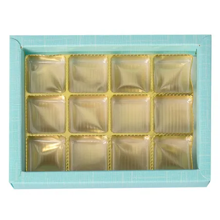 Praline packaging light blue for 12 chocolates for noble gifts