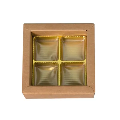 Pralinenverpackung Hellbraun für 4 Pralinen für edle Geschenke