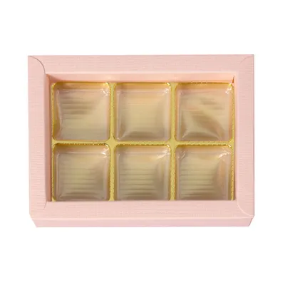 Confezione di cioccolato rosa per 6 cioccolatini per regali nobili