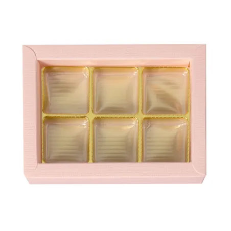 Confezione di cioccolato rosa per 6 cioccolatini per regali nobili