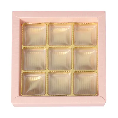 Confezione di cioccolato rosa per 9 cioccolatini per regali nobili