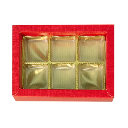 Emballage rouge pour 6 pralines pour cadeaux raffinés