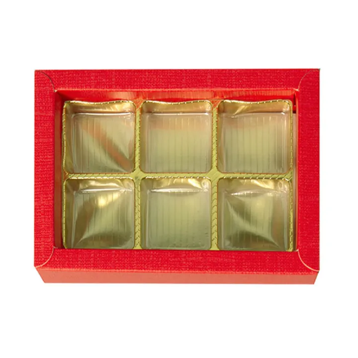 Confezione di cioccolato rosso per 6 cioccolatini per regali nobiliari