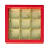 Emballage rouge pour 9 chocolats pour des cadeaux raffinés