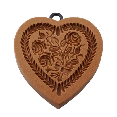 Springerle-Model Herz mit Rosenstrauss 55 x 59 mm für Tirggel und Anisbrötli