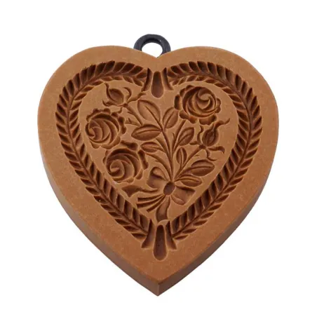 Stampo Springerle cuore con bouquet di rose 55 x 59 mm per Tirggel e Anisbrötli