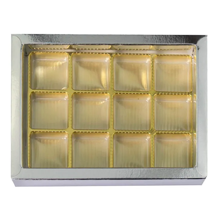 Praline packaging silver for 12 chocolates for noble gifts