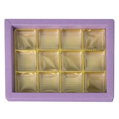Incarto pralinato alla violetta per 12 cioccolatini da regalo nobiliari