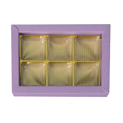Confezione di cioccolato viola per 6 cioccolatini per regali nobili