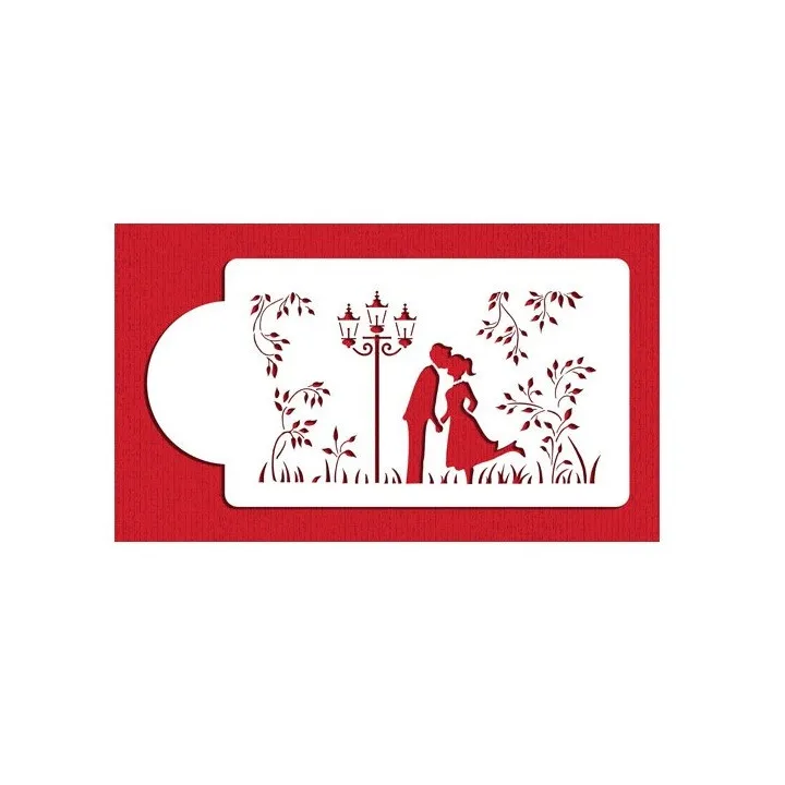 Kissing Couple Stencil for Romantic Motifs